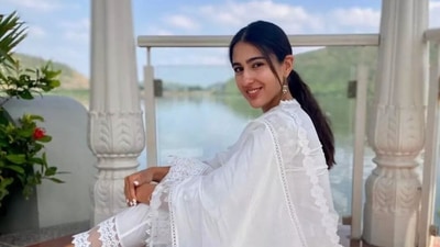 Sara Ali Khan posing in a suit. Sara Ali Khan posing in a suit.