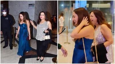 Natasha Dalal and Laali Dhawan outside the venue of Lakme Fashion Week on Thursday.