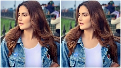 Zareen accessorised her attire with statement earrings and left her wavy tresses open around her shoulder. (Instagram/@zareenkhan) Zareen accessorised her attire with statement earrings and left her wavy tresses open around her shoulder. (Instagram/@zareenkhan)