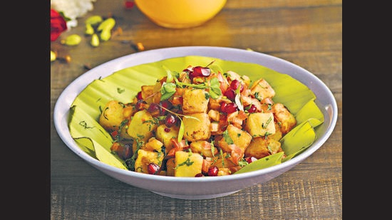 Aalu chaat dressed with fruits Aalu chaat dressed with fruits