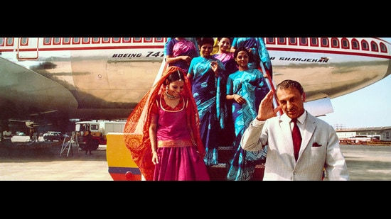 An undated photo of JRD Tata walking out of an Air India flight. (ANI)