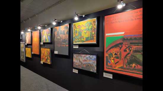 Canvas prints of art works from the A-I collection were displayed at an exhibition in Mumbai in February 2020.