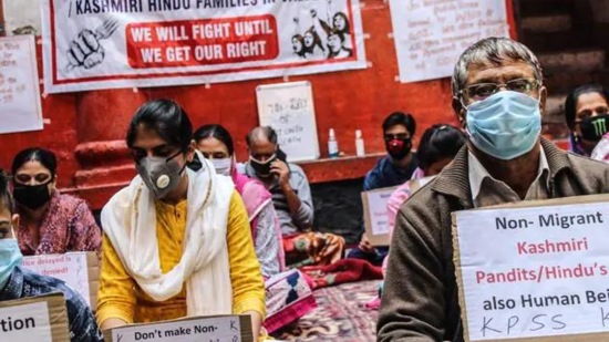 Earlier, Sanjay Tickoo and a few other members of Kashmiri Pandit Sangarsh Samiti were on a hunger strike. (HT photo)