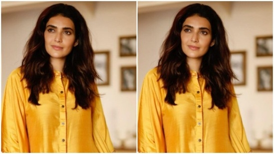 Karishma played muse to designer Kinjal Modi and dressed in the traditional ensemble. Kinjal Modi is known for his intricate detailed designs of womenswear, mostly traditional.(Instagram/@karishmaktanna)