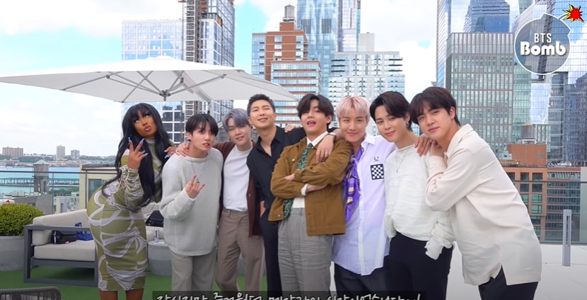 BTS members with Megan Thee Stallion.