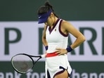 Emma Raducanu of Great Britain shows her dejection during her straight sets defeat. Emma Raducanu of Great Britain shows her dejection during her straight sets defeat. 