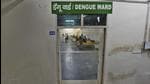 At present, as dengue case count continues to rise in Gurugram, 10 of 30 beds at the dengue ward in Civil Hospital are currently occupied. (HT PHOTO) At present, as dengue case count continues to rise in Gurugram, 10 of 30 beds at the dengue ward in Civil Hospital are currently occupied. (HT PHOTO)