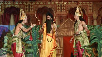 Artistes perform Ramlila at the Ramlila ground at Sector21A in Noida on Saturday. (Sunil Ghosh/HT photo) Artistes perform Ramlila at the Ramlila ground at Sector21A in Noida on Saturday. (Sunil Ghosh/HT photo)