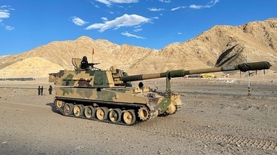 Some 50 PLA personnel are ahead for their positions at patrolling point 15 with an equal number of Indian Army troops facing them at a distance. (ANI Photo) Some 50 PLA personnel are ahead for their positions at patrolling point 15 with an equal number of Indian Army troops facing them at a distance. (ANI Photo)