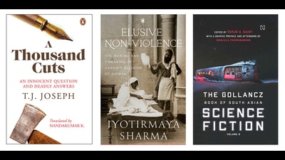 Non-violence as seen through the Gandhian prism, a science fiction collection, and the memoir of a gruesome incident. (HT Team) Non-violence as seen through the Gandhian prism, a science fiction collection, and the memoir of a gruesome incident. (HT Team)