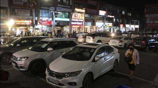 Even though every year such parkings spaces are assigned in Chandigarh, most people don’t use them because they are generally too far from the markets or residents aren’t aware of them. (HT FILE PHOTO)