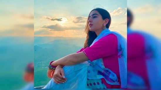 Sara Ali Khan opted for a pink and white floral salwar kameez.(Instagram/@saraalikhan95)