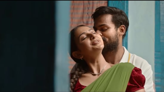 Konda Polam review: Rakul Preet Singh and Vaishnav Tej in the movie.