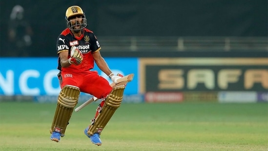 KS Bharat jumps in joy after smacking the match-winning six.&nbsp;(IPL/Twitter)