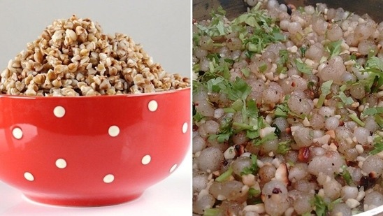 1. Buckwheat or Kuttu: Gluten free and rich in nutrients, Buckwheat is one of the favourites for those who are keeping fasts in Navratri. Popularly known as kuttu, it is actually not a grain. It's a flour obtained from a seed, hence a pseudo-cereal. Apart from fasting, it is a great alternative for gluten sensitive individuals round the year. Buckwheat produces heat in the body. It is also rich in nutrients like phosphorus, magnesium, zinc, copper and B vitamins.(Buckwheat )