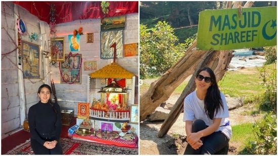 During her Kashmir visit, Sara Ali Khan visited several religious places.(Instagram/@saraalikhan95)