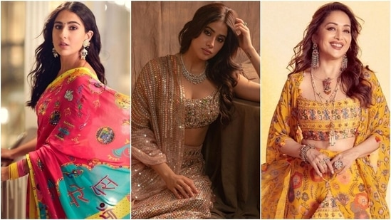 Sara Ali Khan to Madhuri Dixit: This Durga Puja, take fashion tips from your favourite celebs(Instagram)