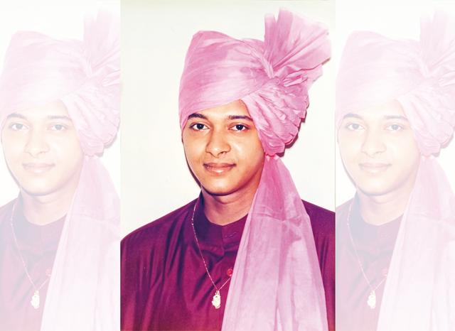 At a family function where he was asked to wear a pheta At a family function where he was asked to wear a pheta