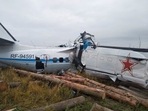 The wreckage of the L-410 plane is seen at the crash site in Tatarstan region of Russia October 10, 2021.