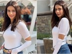 Aamna Sharif in white bodysuit and distressed shorts ups her style game in Dubai, all pics Aamna Sharif in white bodysuit and distressed shorts ups her style game in Dubai, all pics