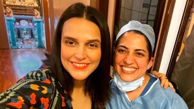 "Thank you for looking after us mamas and our little babies in the most gentle and loving manner not once but twice over. Both my babies and me were in the best and the safest and strongest hands … we love you with all our heart. Always and forever ❤️," Neha Dhupia captioned her post. (Instagram/@nehadhupia)