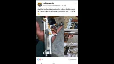 The post on Facebook group named ‘Ludhiana Wale’ where the illegal weapons’ suppliers had posted pictures of weapons on sale. (HT FILE) The post on Facebook group named ‘Ludhiana Wale’ where the illegal weapons’ suppliers had posted pictures of weapons on sale. (HT FILE)