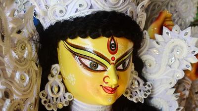An idol of the Goddess readied before Durga Puja celebrations begin in Lucknow. (HT PHOTO) An idol of the Goddess readied before Durga Puja celebrations begin in Lucknow. (HT PHOTO)