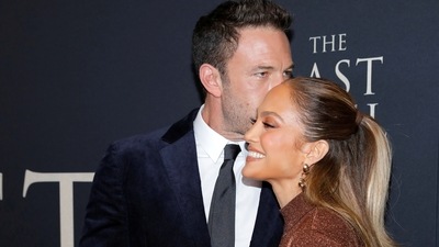 Ben Affelck has co-written the screenplay of The Last Duel and also features in it. Girlfriend Jennifer Lopez was his date at the premiere. (Reuters/Andrew Kelly) (REUTERS)