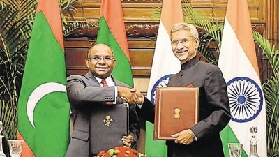 Abdulla Shahid also thanked external affairs minister S Jaishankar for considering the Maldivian government’s request to resume the agreement. (PTI PHOTO.) Abdulla Shahid also thanked external affairs minister S Jaishankar for considering the Maldivian government’s request to resume the agreement. (PTI PHOTO.)