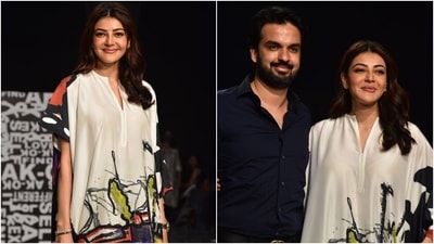 Kajal Aggarwal in printed kaftan brings her fashion A-game with Gautam Kitchlu at LFW (HT Photo/Varinder Chawla) Kajal Aggarwal in printed kaftan brings her fashion A-game with Gautam Kitchlu at LFW (HT Photo/Varinder Chawla)