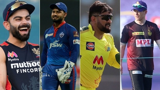 Virat Kohli, Rishabh Pant, MS Dhoni and Eoin Morgan.&nbsp;(IPL/Twitter)