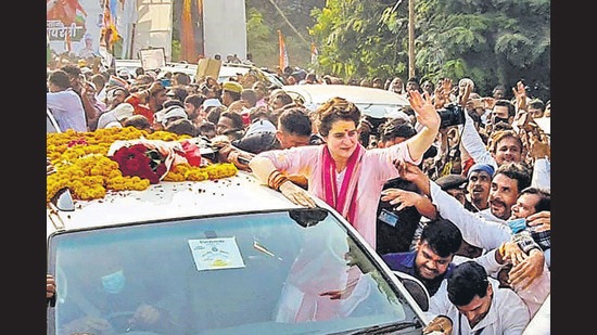 Priyanka Gandhi Vadra in Varanasi accuses UP government of protecting the son of Ajay Kumar Mishra in Lakhimpur Kheri violence. (PTI)