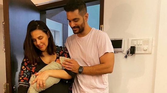 Neha Dhupia shares first clear glimpse of newborn son. Neha Dhupia shares first clear glimpse of newborn son. 