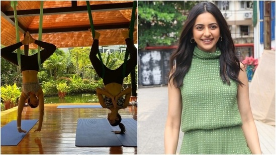 Birthday girl Rakul Preet nailing aerial yoga in new pic is perfect weekend workout motivation(Instagram/@anshukayoga)