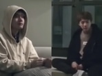 BTS members V and Jin. BTS members V and Jin.