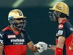 KS Bharat and Glenn Maxwell during their partnership. (RCB/Twitter) KS Bharat and Glenn Maxwell during their partnership. (RCB/Twitter)