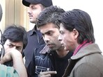 Karan Johar and Shah Rukh Khan on the set of Kabhi Alvida Naa Kehna.