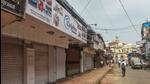 Shops closed during Maharashtra Bandh at Shaikh Memon street near Jama Masjid,Mumbai, on Monday. (Pratik Chorge/HT Photo) Shops closed during Maharashtra Bandh at Shaikh Memon street near Jama Masjid,Mumbai, on Monday. (Pratik Chorge/HT Photo)