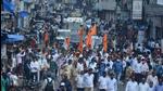 Shiv Sena and Nationalist Congress Party (NCP) workers staged a huge rally in Thane city to support Maharashtra bandh call (HT Photo by Praful Gangurde) Shiv Sena and Nationalist Congress Party (NCP) workers staged a huge rally in Thane city to support Maharashtra bandh call (HT Photo by Praful Gangurde)