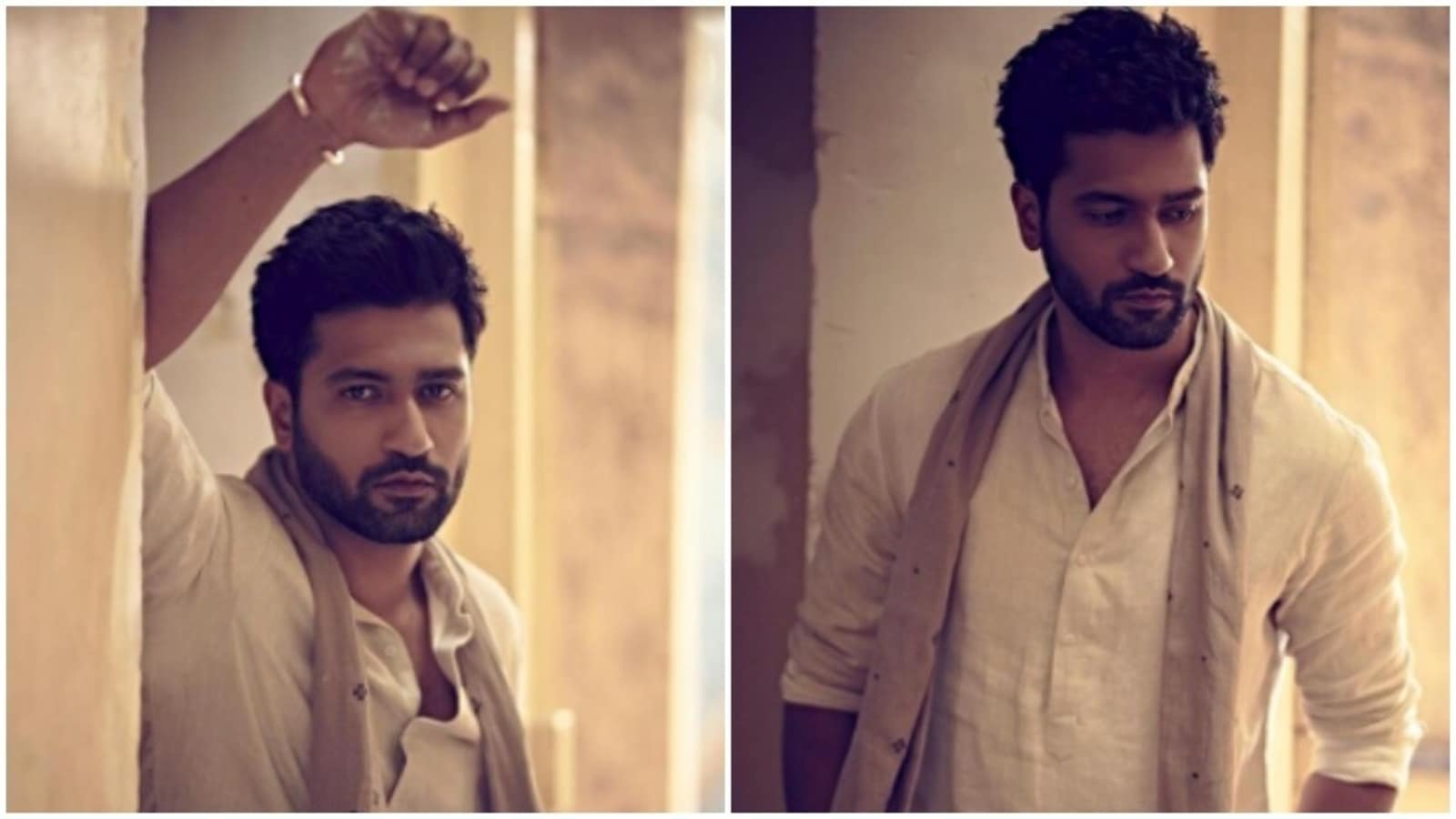 Vicky Kaushal sets fashion goals higher in a white kurta and a scarf ...