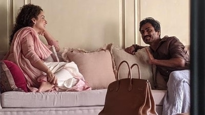 Kangana Ranaut and Nawazuddin Siddiqui at her Bandra office. Kangana Ranaut and Nawazuddin Siddiqui at her Bandra office. 
