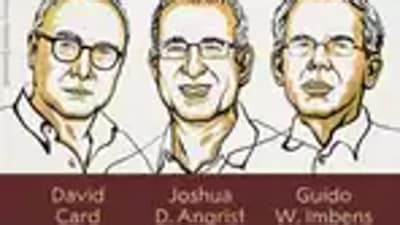 The 2021 Sveriges Riksbank Prize in Economic Sciences in Memory of Alfred Nobel has been awarded with one half to David Card and the other half jointly to Joshua Angrist and Guido Imbens. (Twitter/Nobel Prize) The 2021 Sveriges Riksbank Prize in Economic Sciences in Memory of Alfred Nobel has been awarded with one half to David Card and the other half jointly to Joshua Angrist and Guido Imbens. (Twitter/Nobel Prize)
