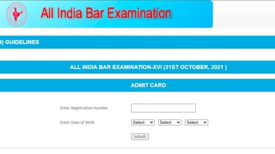 AIBE XVI admit cards: Candidates who have applied for the exams can download their AIBE XVI admit card 2021 by visiting the official website (http://aibe16.allindiabarexamination.com/)