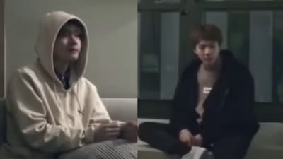 BTS members V and Jin. BTS members V and Jin. 