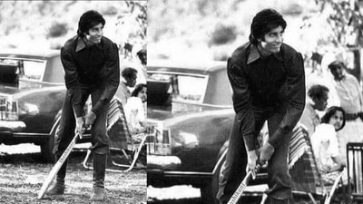 Amitabh Bachchan shared this picture on Instagram in which he was seen playing cricket on the sets of Mr Natwarlal. He joked that the bat was too small for him. Amitabh Bachchan shared this picture on Instagram in which he was seen playing cricket on the sets of Mr Natwarlal. He joked that the bat was too small for him.