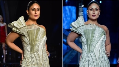 Kareena Kapoor in strapless Gaurav Gupta gown is a goddess at Lakme Fashion Week, see pics and video (HT Photo/Varinder Chawla, Instagram/@lakmefashionwk) Kareena Kapoor in strapless Gaurav Gupta gown is a goddess at Lakme Fashion Week, see pics and video (HT Photo/Varinder Chawla, Instagram/@lakmefashionwk)