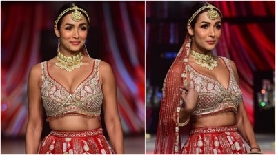Malaika Arora is the most gorgeous bride ever in red lehenga set as she walks the ramp at LFW (Instagram/@malaikaarorafan1) Malaika Arora is the most gorgeous bride ever in red lehenga set as she walks the ramp at LFW (Instagram/@malaikaarorafan1)