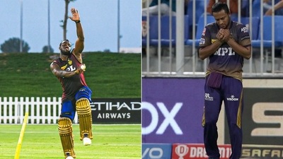 Andre Russell or Shakib Al Hasan…who will Morgan pick? (KKT Twitter/IPLT20) Andre Russell or Shakib Al Hasan…who will Morgan pick? (KKT Twitter/IPLT20)