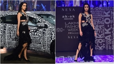 Shraddha Kapoor turned showstopper for ace-designer Anamika Khanna's label AK-OK on day 4 of the ongoing Lakme Fashion Week. And the result was a vision to behold on the runway. She wore a fierce and edgy asymmetrical dress from Anamika Khanna's latest collection. Shraddha Kapoor turned showstopper for ace-designer Anamika Khanna's label AK-OK on day 4 of the ongoing Lakme Fashion Week. And the result was a vision to behold on the runway. She wore a fierce and edgy asymmetrical dress from Anamika Khanna's latest collection.