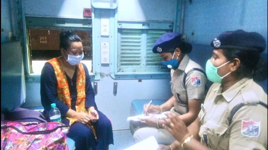 Women passengers giving their journey details to RPF personnel. (File Photo)